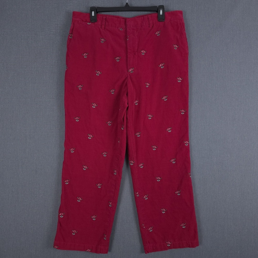 Lilly Pulitzer Phipps Pants‎ Mens 36 (Fits 34x27) Red Corduroy Martini Glasses